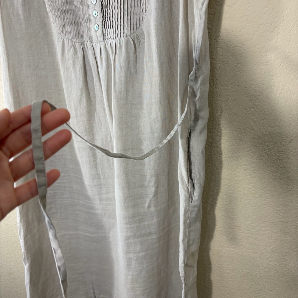 Capricci Linen Midi Dress Women Sz L Beige Cottage Boho Romantic Vacation Italy - Picture 5 of 10